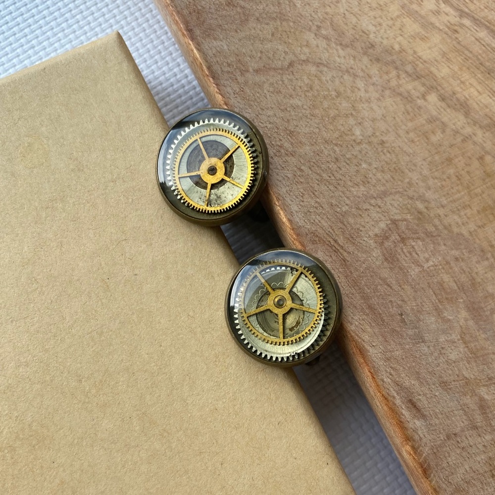 New CUFFLINKS Handmade Upcycled vintage Watch Movement Parts